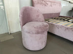 Pat Dormitor Catifea Roz 180x200 cu Depozitare și Scaun - MobiHaus