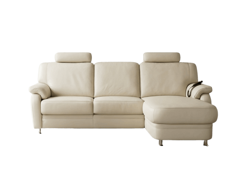 Colțar din Piele Naturală, Bej, 220x160 cm, cu Relax Electric - Polinova