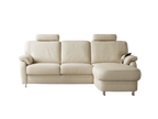 Colțar din Piele Naturală, Bej, 220x160 cm, cu Relax Electric - Polinova