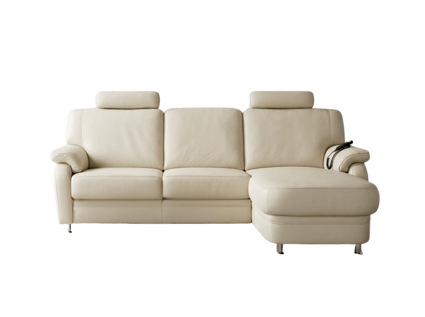 Colțar din Piele Naturală, Bej, 220x160 cm, cu Relax Electric - Polinova