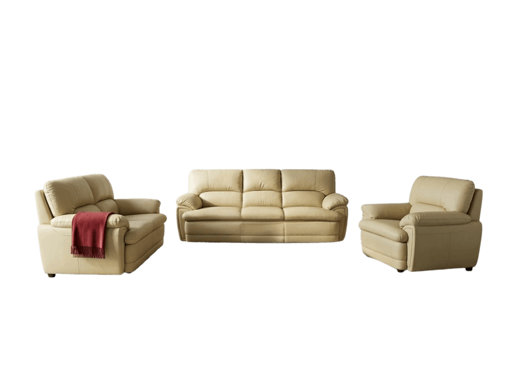 Set Canapele și Fotoliu 3+2+1, Piele Naturală, Bej (Import Germania)