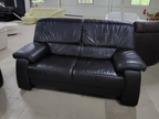 Canapea 2 locuri lungime 160cm din piele naturala neagra