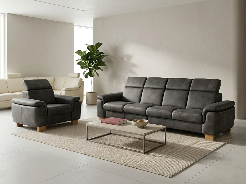 Canapea dreaptă 4 locuri lungime 270 cm gri stil modern