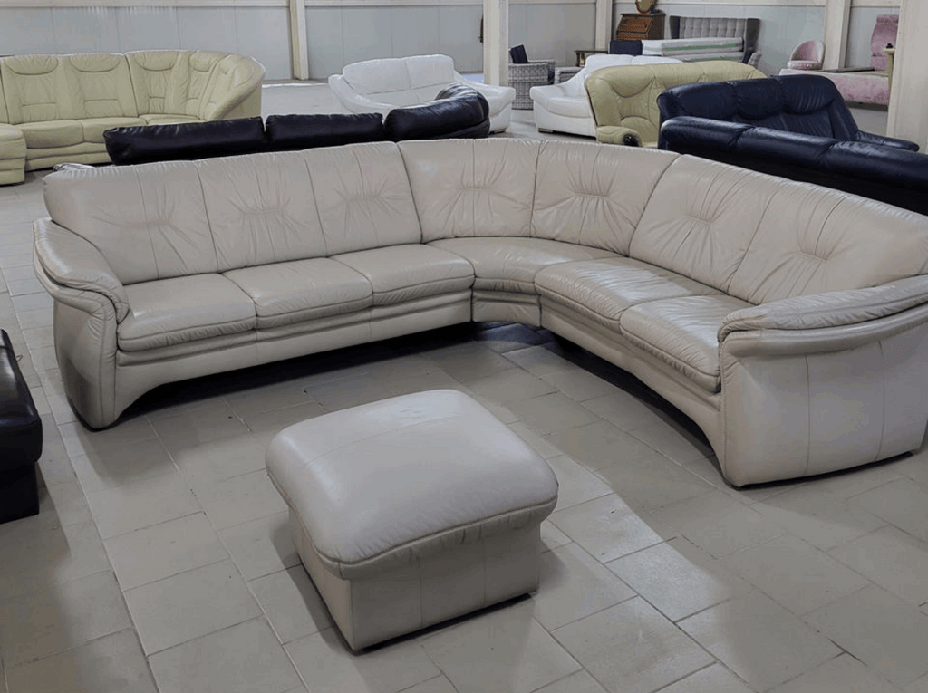 Canapea de colț 6 locuri piele naturală premium MobiHaus