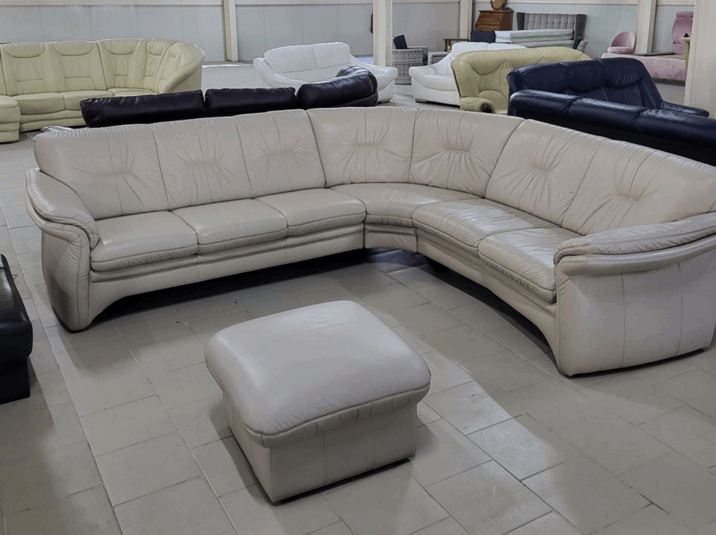 Canapea de colț 6 locuri piele naturală premium MobiHaus