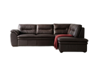 Canapea de colt extensibila din piele naturala culoare ciocolata - MobiHaus