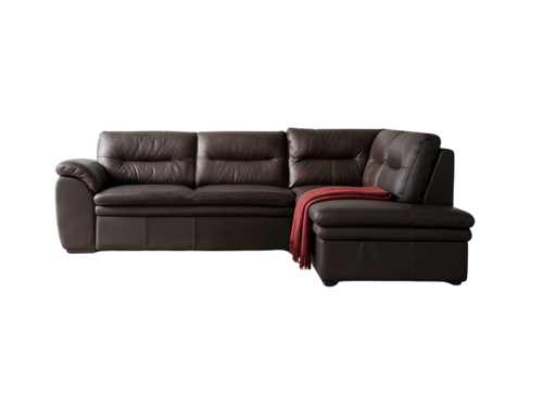 Canapea de colt extensibila din piele naturala culoare ciocolata - MobiHaus