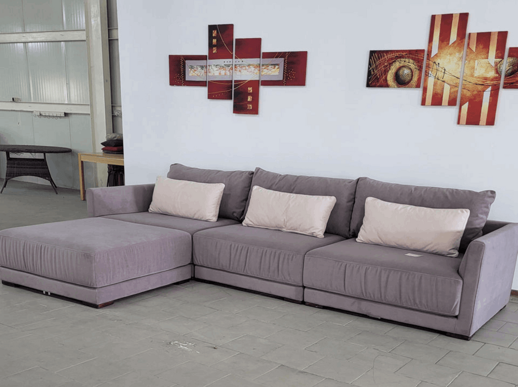 Canapea modernă 6 persoane gri modulară din material rezistent