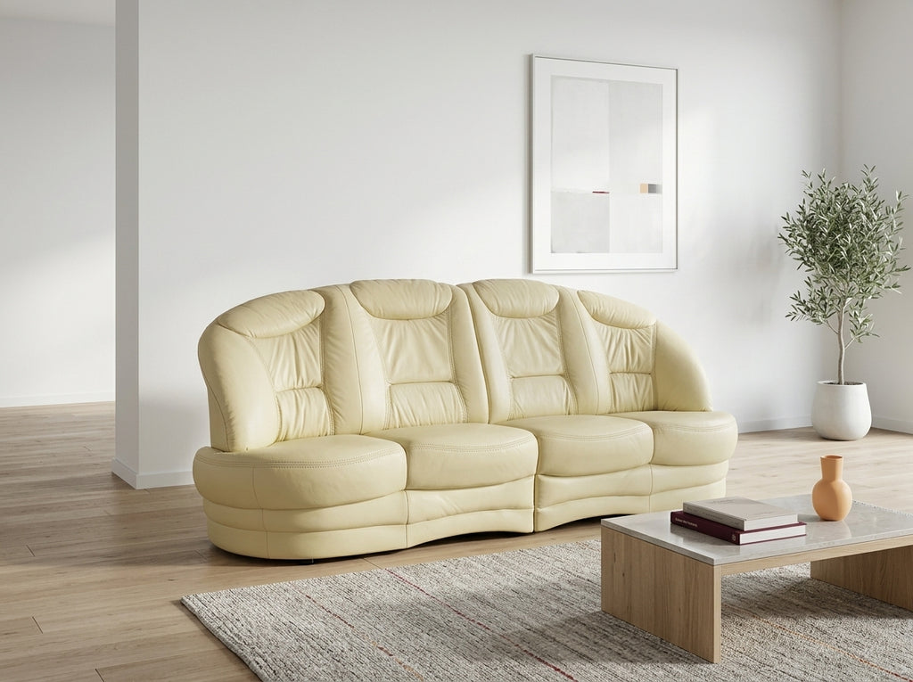 Canapea modernă pentru living din piele naturală bej