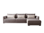 Canapea modulară gri 6 locuri din piele întoarsă artificială 370cm frontal
