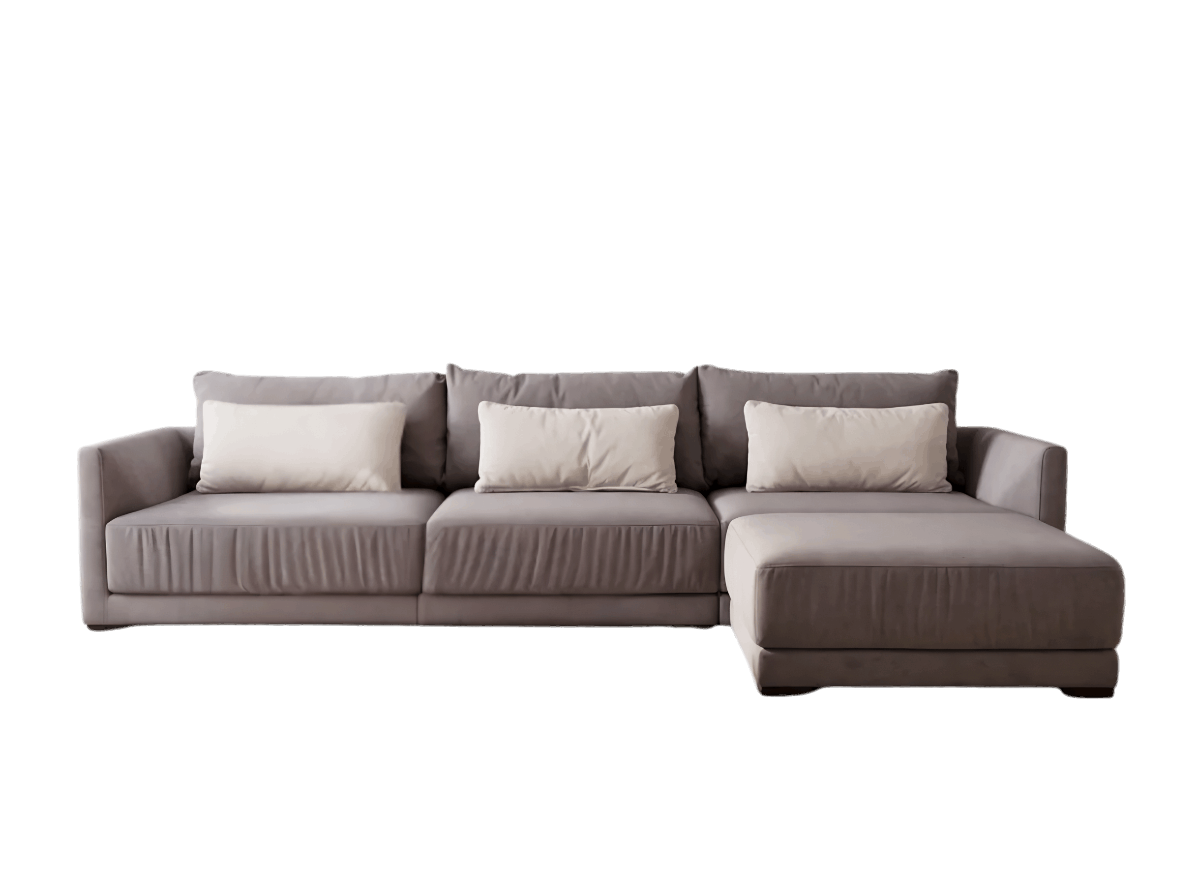Canapea modulară gri 6 locuri din piele întoarsă artificială 370cm frontal