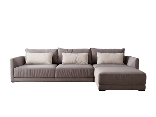 Canapea modulară gri 6 locuri din piele întoarsă artificială 370cm frontal