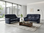 Canapea premium 200cm din piele naturală indigo