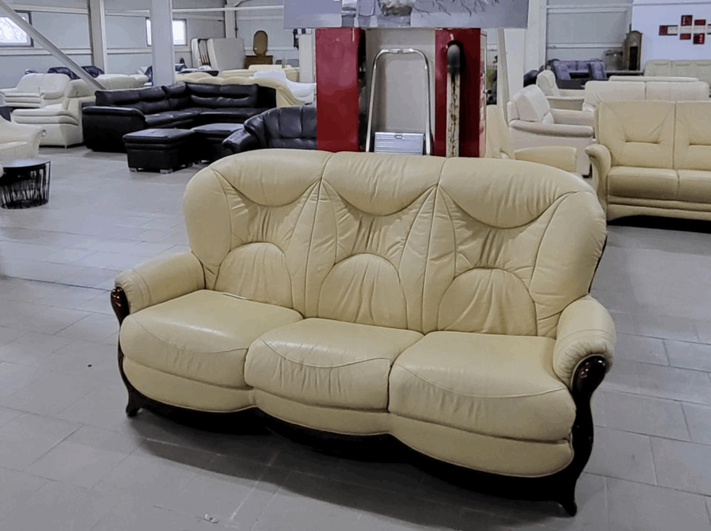 Canapea elegantă din piele naturală pentru living