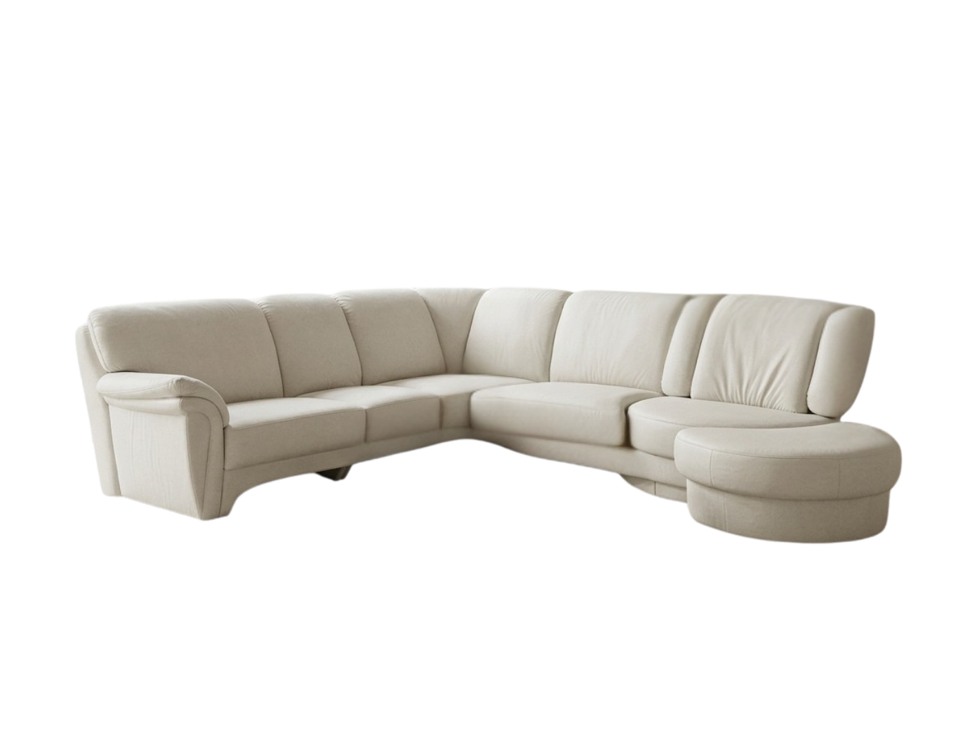 Coltar modular din Alcantara bej in showroom MobiHaus