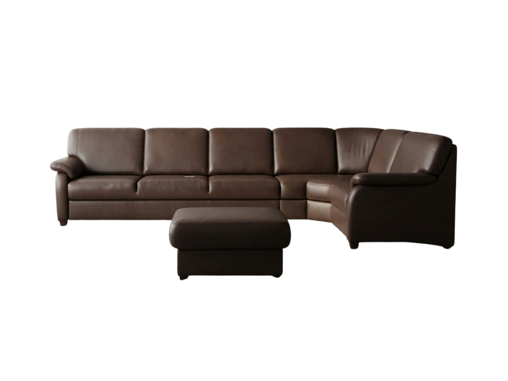 Colțar extensibil din piele naturală maro Polinova 290x190 cm - MobiHaus