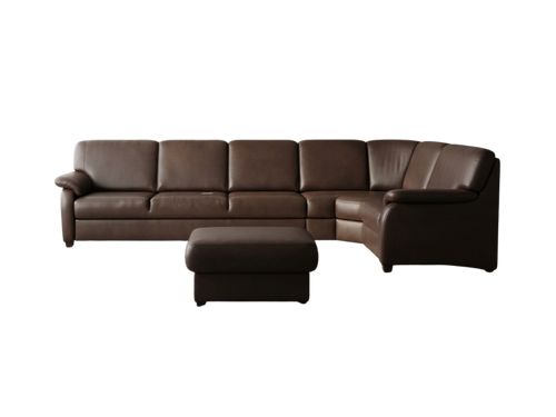 Colțar extensibil din piele naturală maro Polinova 290x190 cm - MobiHaus