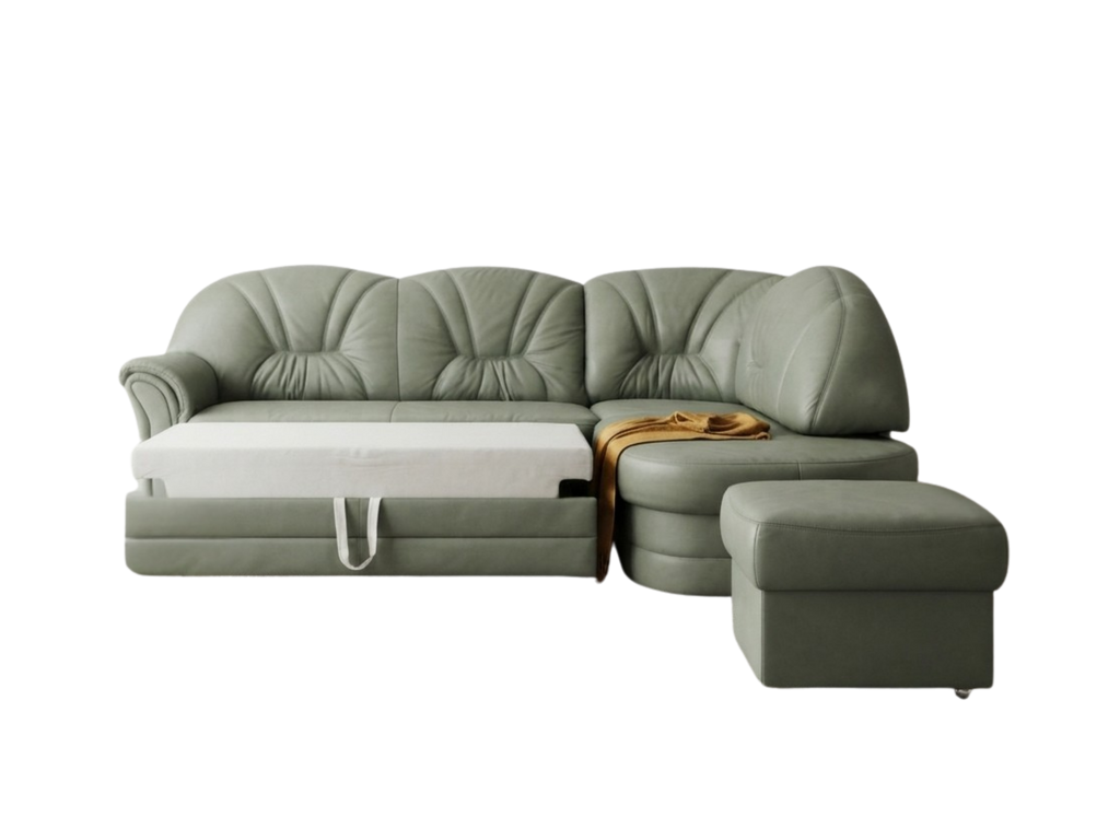 Colțar extensibil din piele naturală verde pal 240x170 cm Longlife MobiHaus