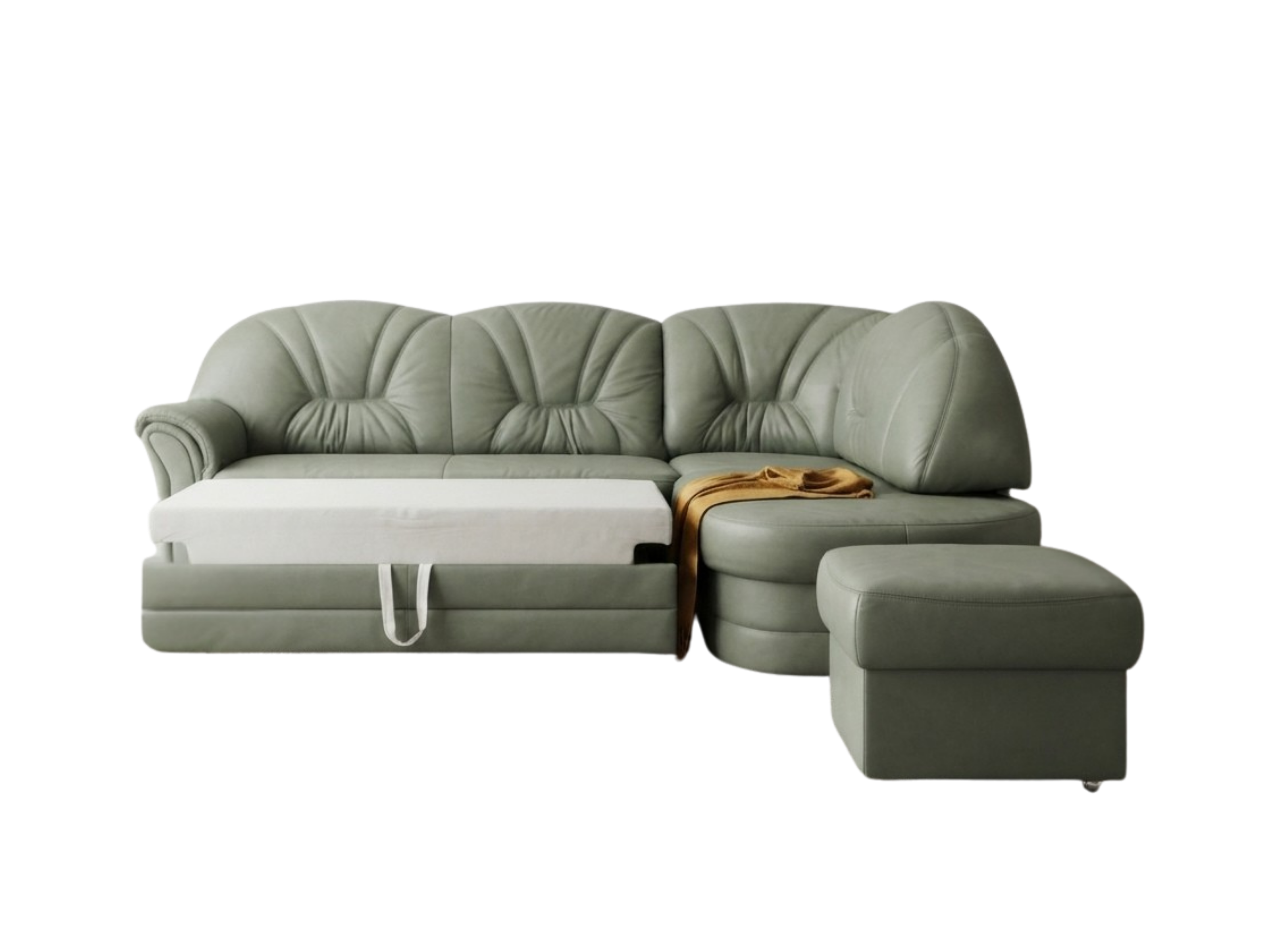 Colțar extensibil din piele naturală verde pal 240x170 cm Longlife MobiHaus