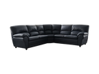 Colțar fix 250x240 cm din piele naturală negru cu tonuri de albastru închis Italsofa MobiHaus