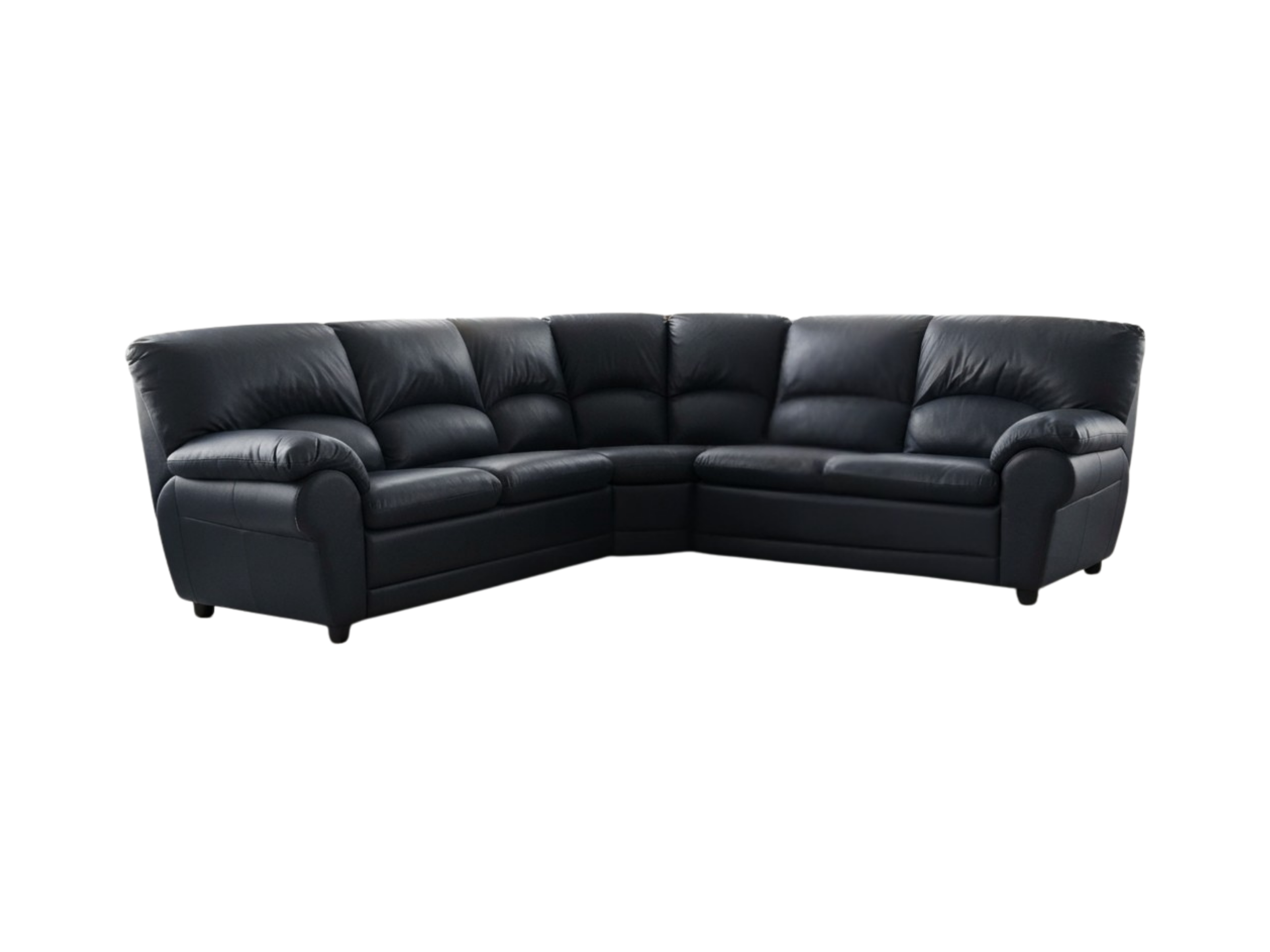 Colțar fix 250x240 cm din piele naturală negru cu tonuri de albastru închis Italsofa MobiHaus