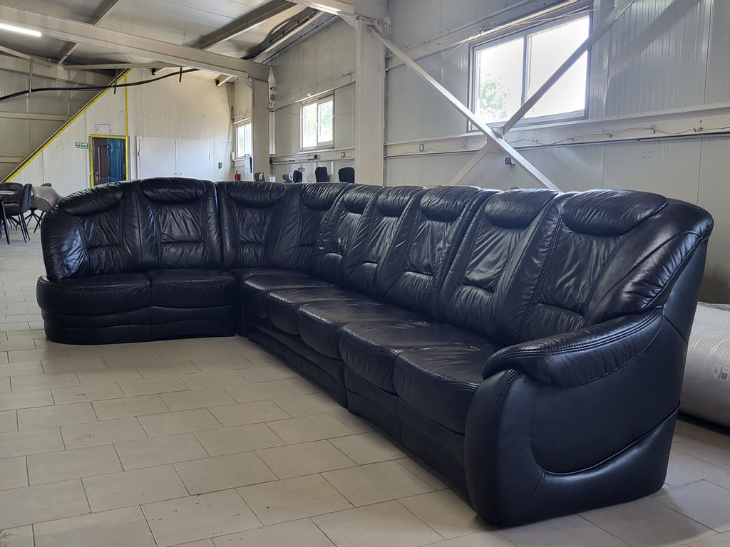Configurație modulară colțar din piele neagră import Germania MobiHaus