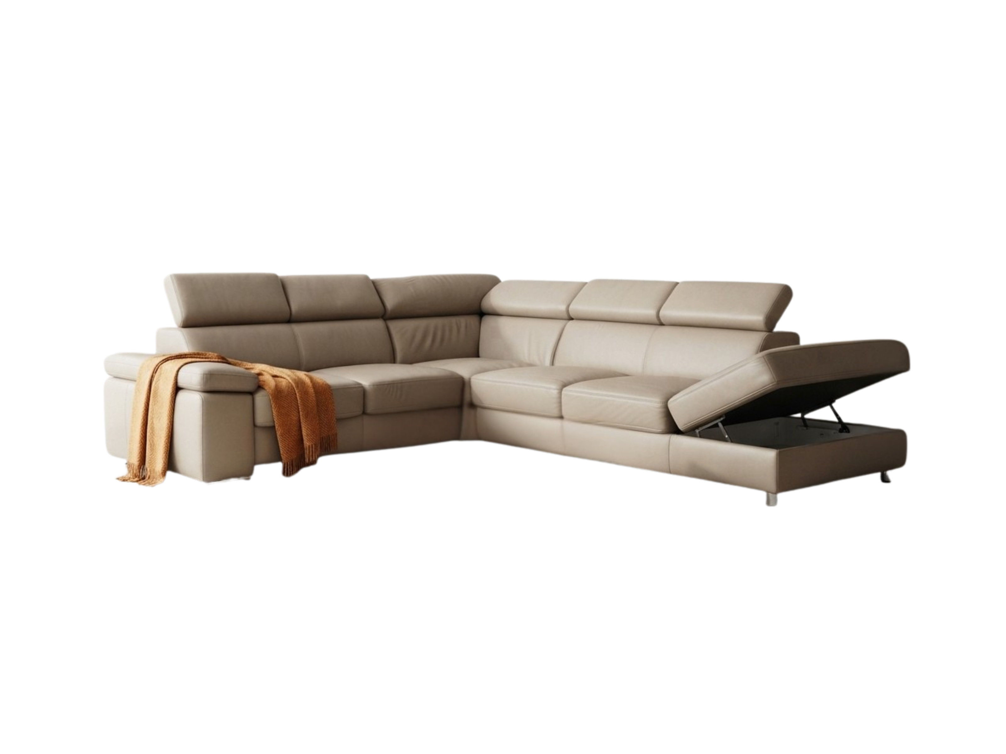 Colțar nou din piele naturală cappuccino Polinova Germania 230x280 cm MobiHaus