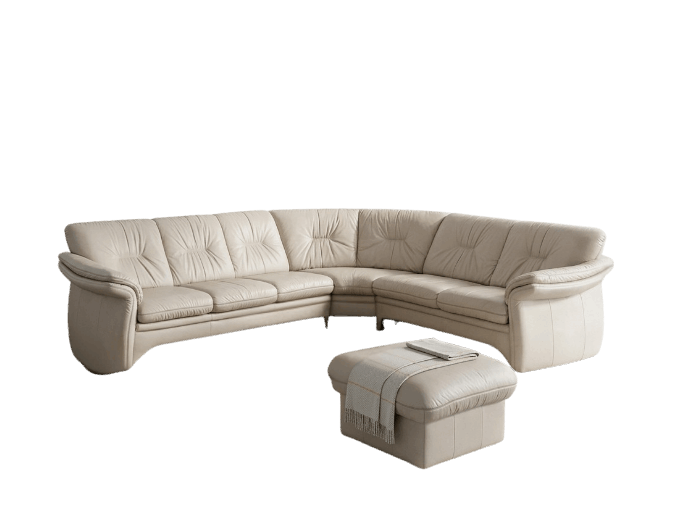 Set colțar piele naturală și puf Elastoform MobiHaus