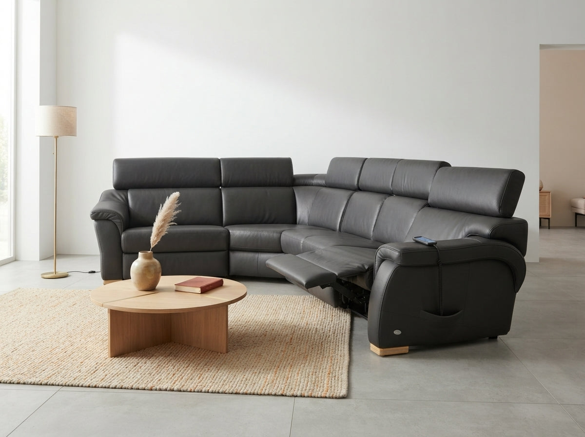 Colțar piele naturală Himolla cu recliner electric extins MobiHaus