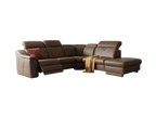 Colțar modular din piele naturală maro cu recliner electric extins - MobiHaus