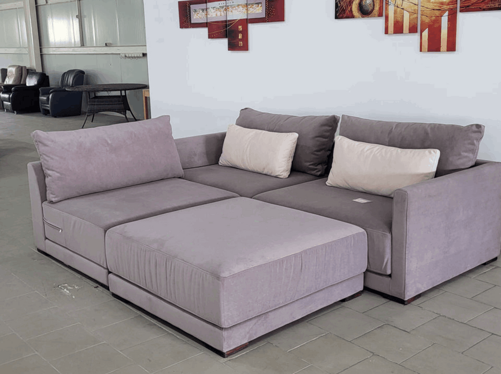 Exemplu configurare spațioasă canapea modulară gri 370cm