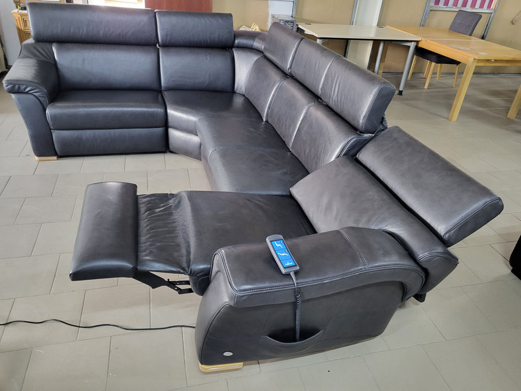 Mecanism electro-relax extins pe colțarul din piele antracit Himolla MobiHaus