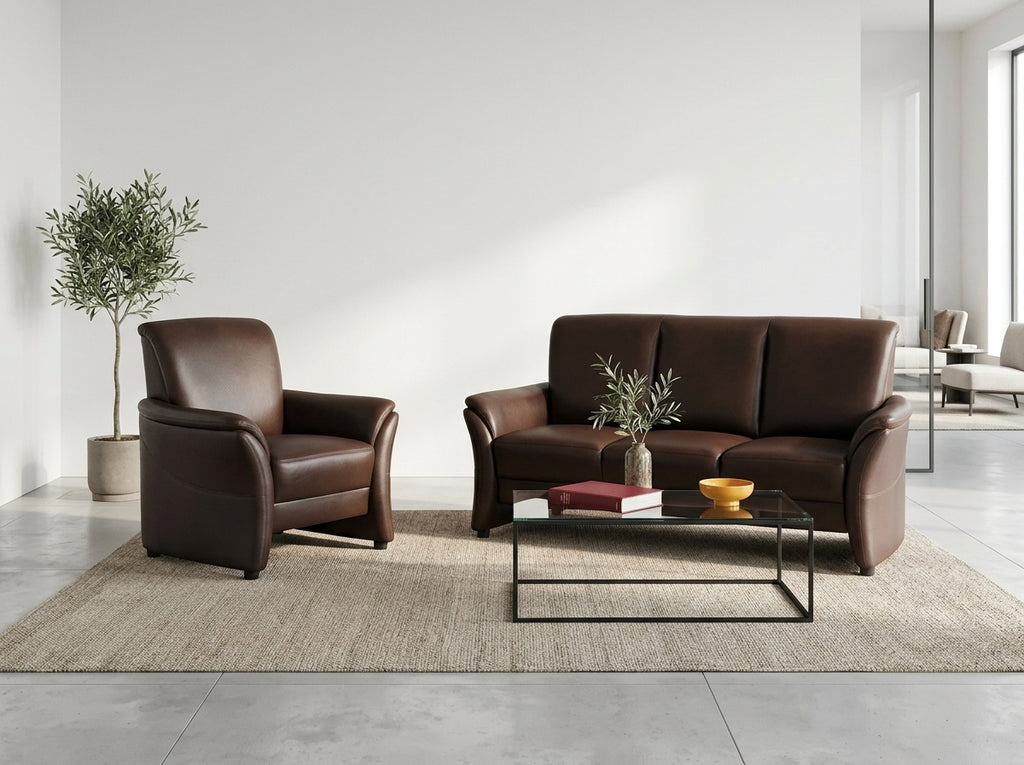 Fotoliu premium piele naturală maro brand Longlife