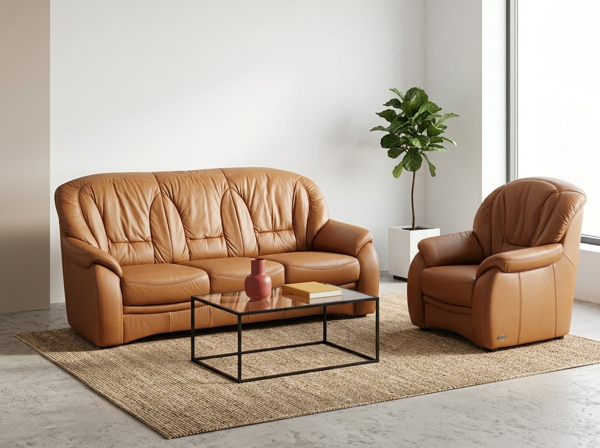 Fotoliu premium piele naturală maro LongLife