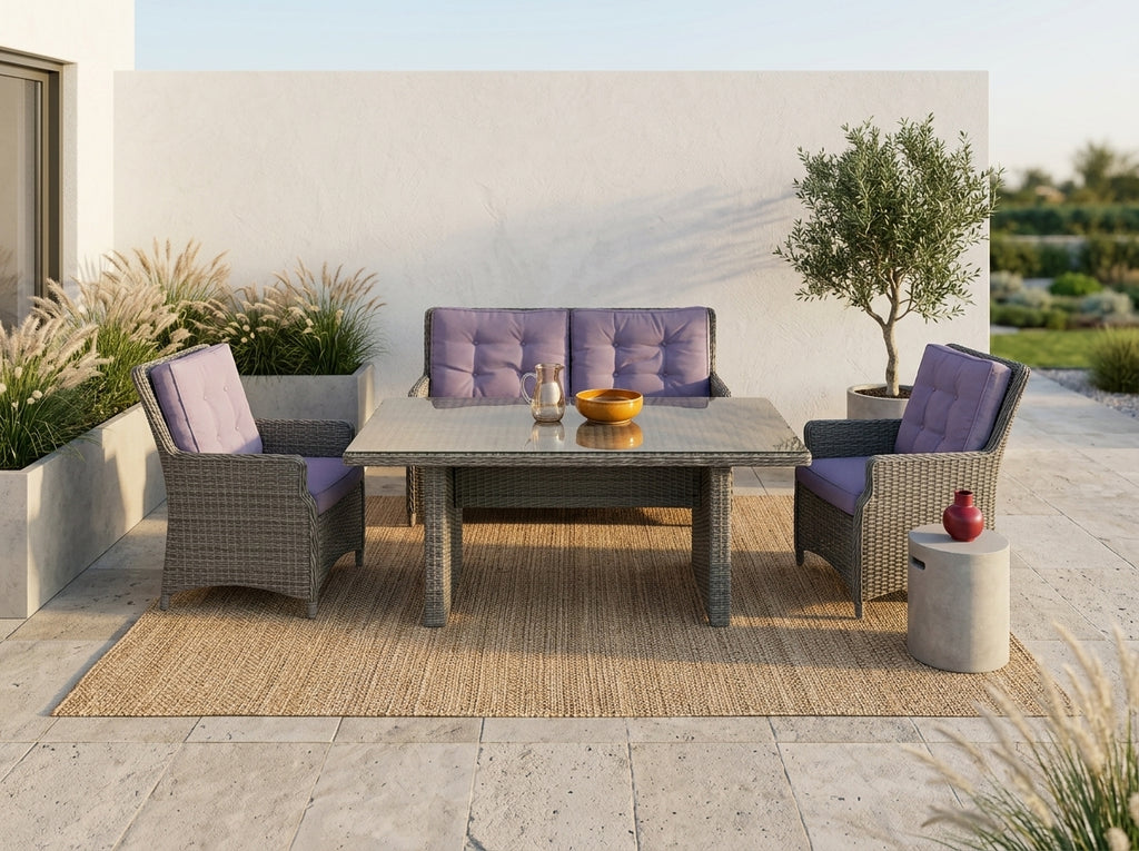 Masă de grădină cu blat de sticlă 200x100 cm | MobiHaus