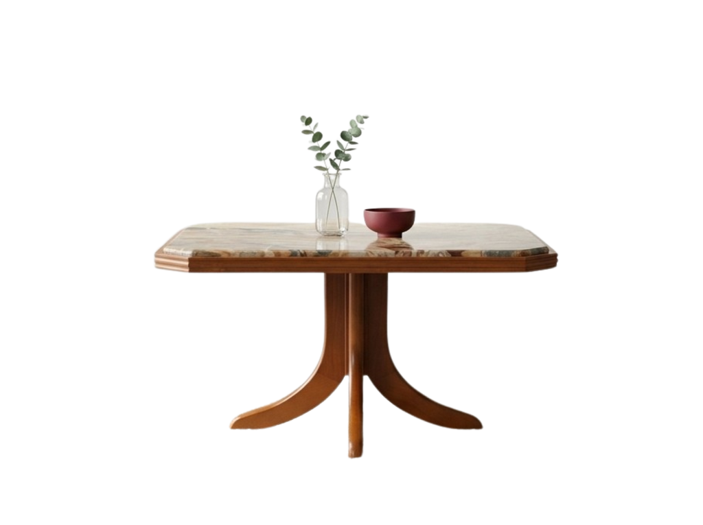 Măsuță de cafea cu blat din marmură naturală și structură din lemn | MobiHaus