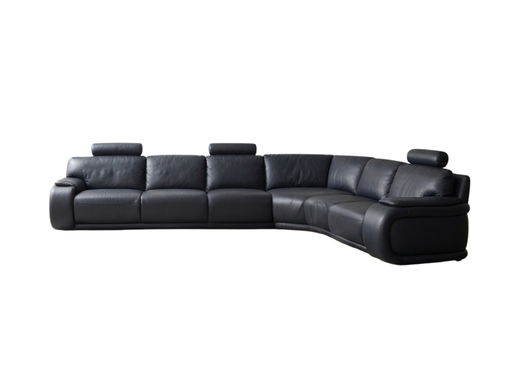 MEGA colțar fix 350x300 cm din piele naturală neagră Italsofa MobiHaus