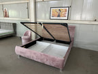 Pat roz 180x200 cm cu sistem de depozitare integrat - MobiHaus
