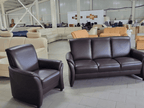 Set canapea și fotoliu confort premium piele maro