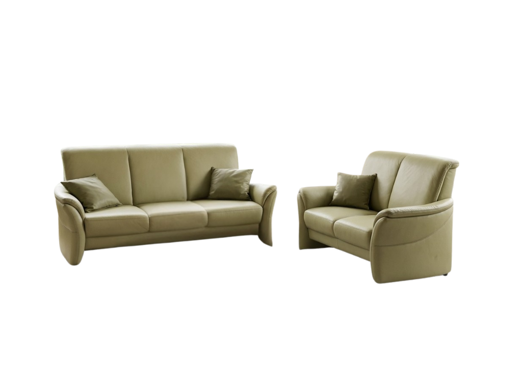 Set canapele 3 si 2 locuri din piele naturala culoare Pistachio - MobiHaus