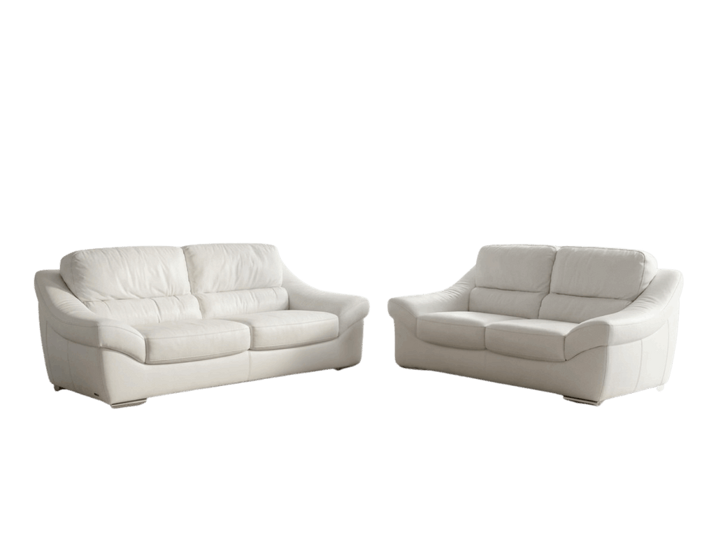 Set canapele 3+2 din piele naturală albă