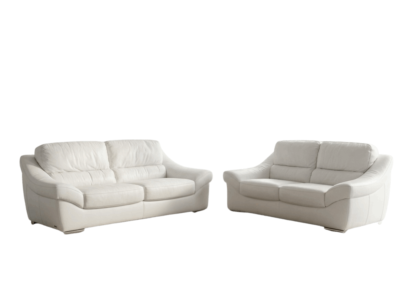 Set canapele 3+2 din piele naturală albă