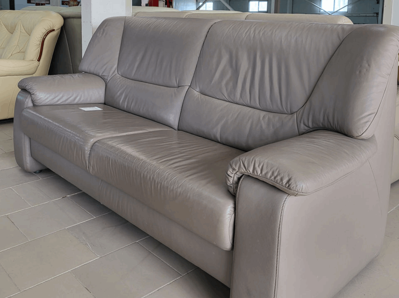 Set canapele fixe din piele naturală culoare maro