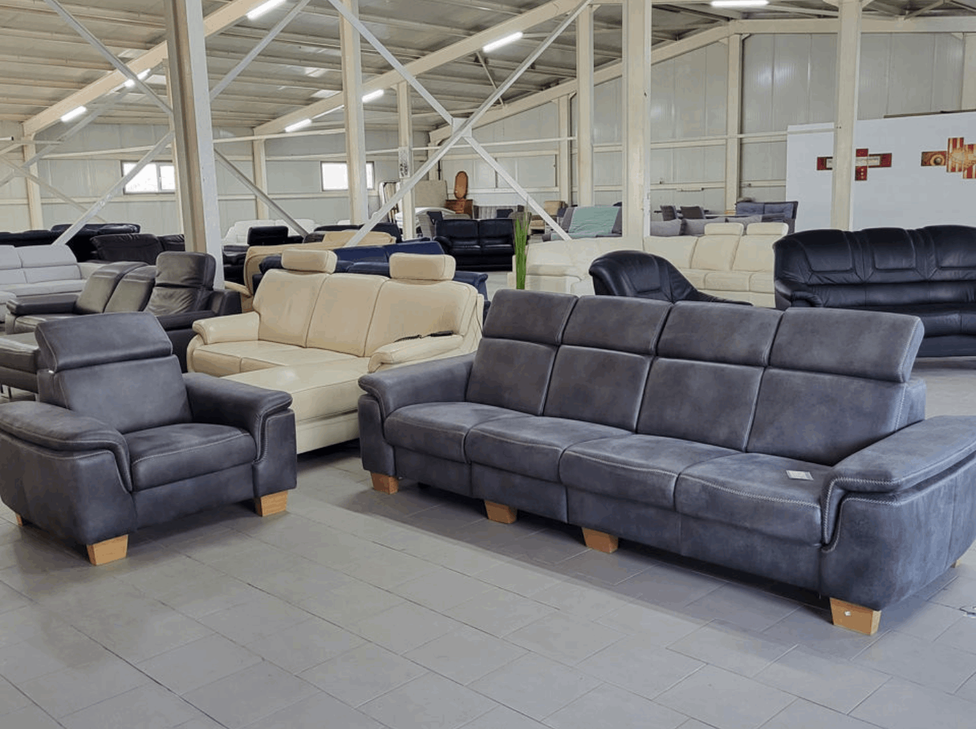 Ansamblu canapea 270cm și fotoliu 110cm gri pentru living modern