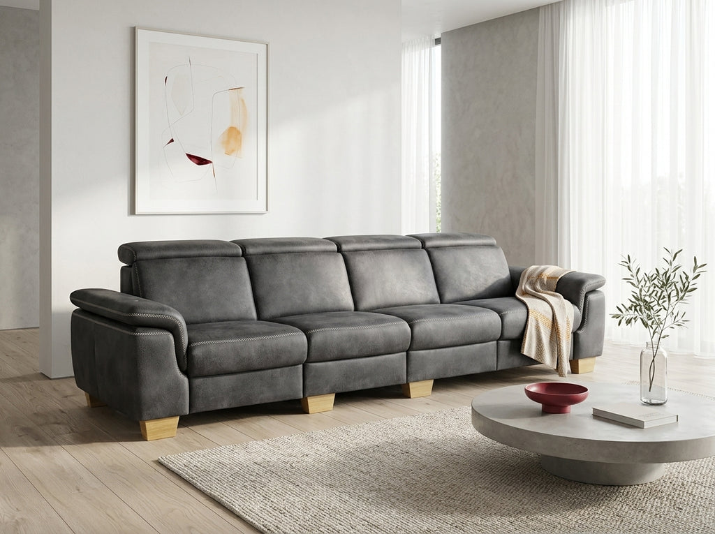 Set canapele cu funcție de relaxare pentru picioare gri antracit