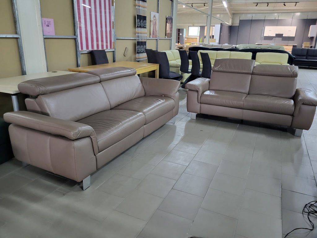 Ansamblu canapele 3+2 din piele naturală maro deschis Longlife Germania MobiHaus