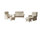 Set mobilă moale 2+1+1 din piele naturală bej Elastoform Germania MobiHaus