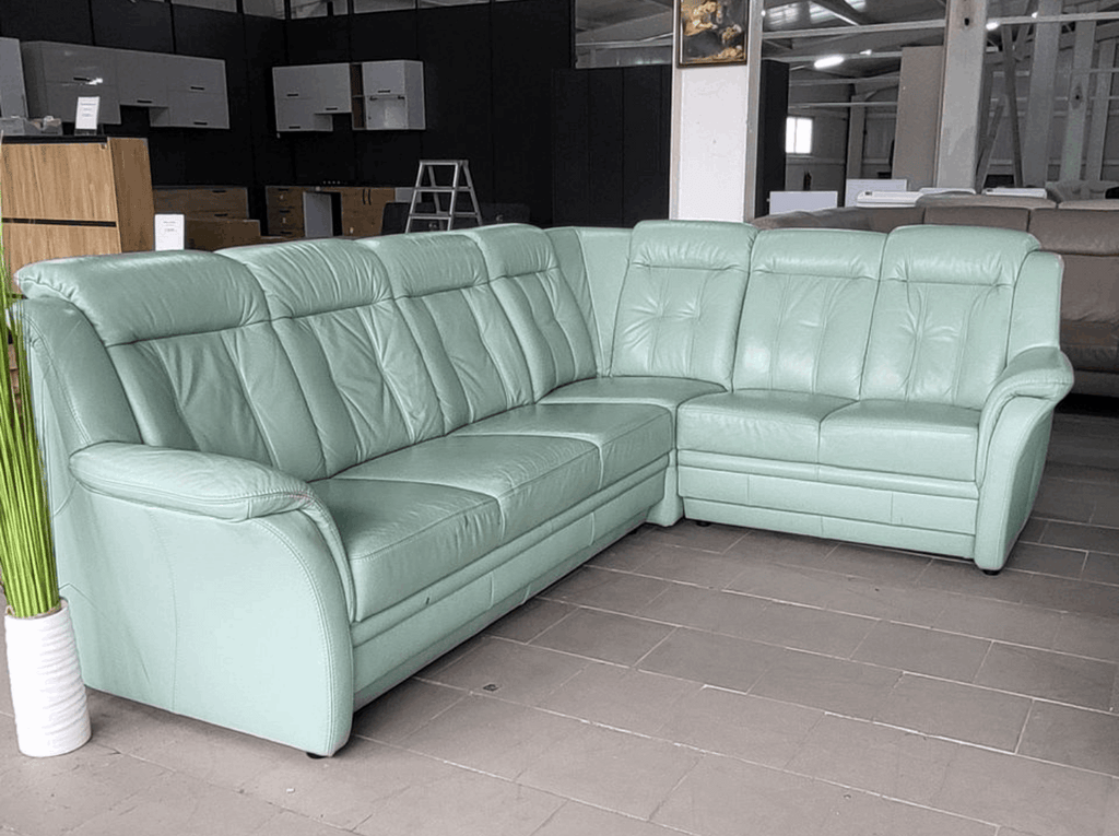 Set mobilier living 6 locuri piele naturală verde