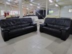 Set complet canapele din piele neagra 3+2 locuri - MobiHaus