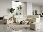 Set complet mobilier living piele naturală albă import Germania
